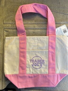 NWT Trader Joe’s Pink Canvas Pastel Tote Bag